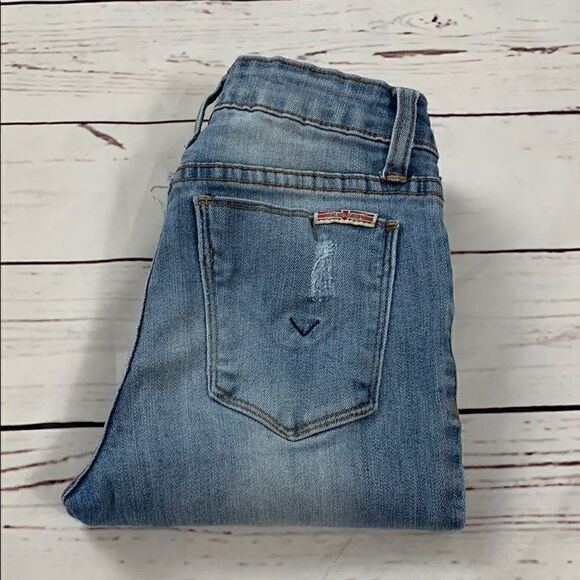 Hudson Frayed Patch Skinny Jeans - Picture 1 of 8